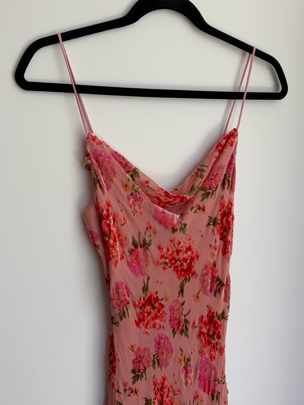 Rare Vintage Betsey Johnson Pink Floral Burnout Velvet Bias Slip Midi Dress - Picture 4 of 7